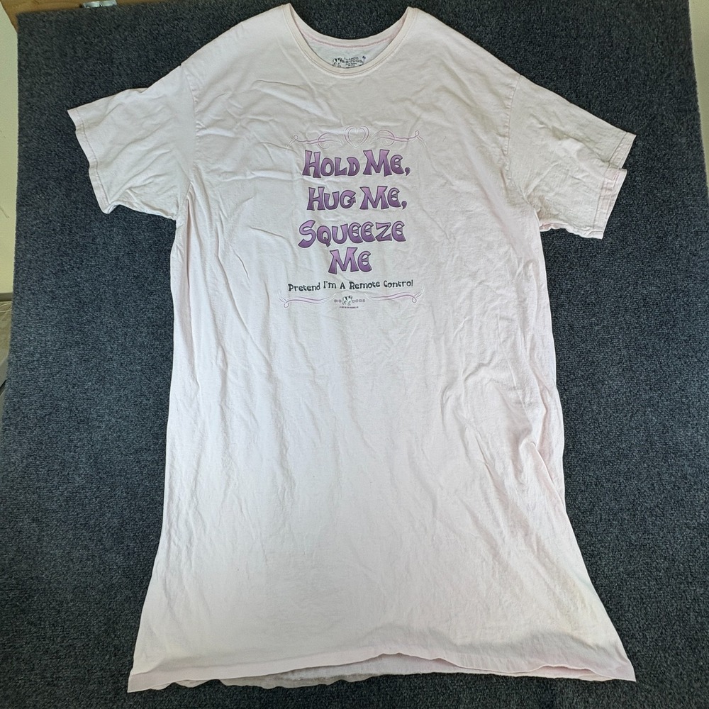 Big Dogs T-Shirt Dress Womens OS Light Pink‎ Hold Me, Hug Me, Squeeze Me Graphic